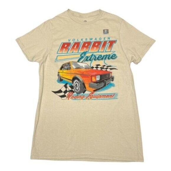 Volkswagen Adult Rabbit VW Extreme Racing OEM Equipment T-Shirt Beige Cars - Picture 2 of 12
